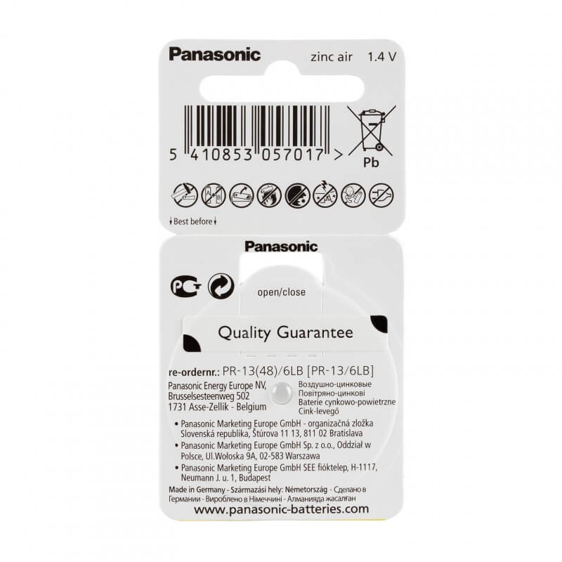 Panasonic Zubehör Hörgerätebatterien Panasonic PR 13
